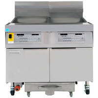 Frymaster FPLHD265 100 lb. Natural Gas Two Unit Floor Fryer with Thermatron Controls and Filtration System - 210,000 BTU