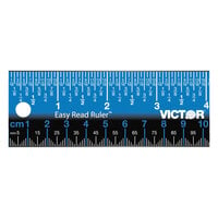 Victor EZ18SBL Easy Read 18" Blue Stainless Steel Ruler - 1/32" Standard Scale and mm Metric Scale