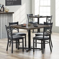 Lancaster Table & Seating 36 inch Square Wood Butcher Block Dining Height Table with 4 Black Cross Back Chairs and Espresso Finish