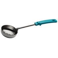 Vollrath 62175 6 oz. Teal Perforated Round Stainless Steel Spoodle® Portion Spoon with Grip 'N Serve® Handle
