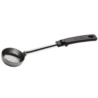 Vollrath 61165 3 oz. Black Perforated Round Stainless Steel Spoodle® Portion Spoon with Grip 'N Serve® Handle