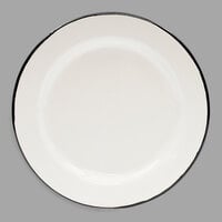 Tablecraft 80018 Enamelware 8" Black and Cream White Plate