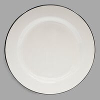 Tablecraft 80019 Enamelware 10" Black and Cream White Plate