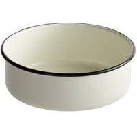 Tablecraft 80016 Enamelware 56 oz. Black and Cream White Rolled Rim Round Round Bowl