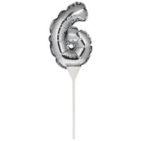 Creative Converting 337509 9" Silver "6" Balloon Cake Topper