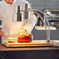 Avantco Carving Station Kit with 24 inch Dual Arm Heat Lamp, Cutting Board, and Drip Pan - 120V, 500W