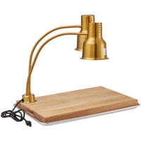 Avantco Carving Station Kit with 24" Dual Arm Gold Heat Lamp, Cutting Board, and Drip Pan- 120V, 500W