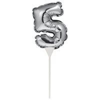 Creative Converting 337510 9" Silver "5" Balloon Cake Topper