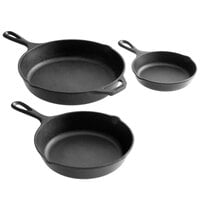 Lodge 3-Piece Pre-Seasoned Cast Iron Skillet Set - Includes 6 1/2", 8", and 10 1/4" Skillets