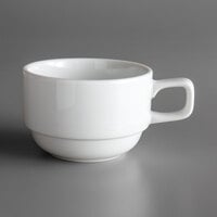 Sant' Andrea Royale by 1880 Hospitality R4220000530 7 oz. Stackable Bright White Porcelain Cup - 36/Case