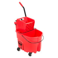 Rubbermaid WaveBrake® 35 Qt. Red Mop Bucket with Side Press Wringer and Red Dirty Water Bucket