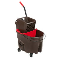 Rubbermaid WaveBrake® 35 Qt. Brown Mop Bucket with Side Press Wringer and Red Dirty Water Bucket