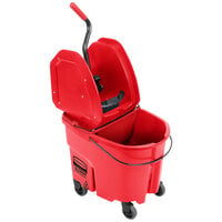 Rubbermaid WaveBrake® 35 Qt. Red Mop Bucket with Down Press Wringer and Red Dirty Water Bucket