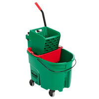 Rubbermaid WaveBrake® 35 Qt. Green Mop Bucket with Side Press Wringer and Red Dirty Water Bucket