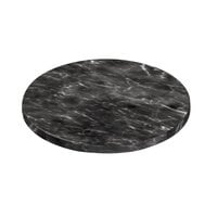 Delfin FSRD-13-M10 13" x 3/4" Round Melamine Black Faux Carrara Marble Serving Board