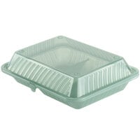 GET EC-15 10" x 8" x 3" Jade Green Customizable 2-Compartment Reusable Eco-Takeouts Container - 12/Case