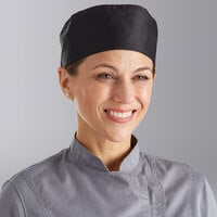 Choice Black Customizable Cloth Top Chef Skull Cap / Pill Box Hat - Regular Size