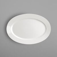 RAK Porcelain BAOP45 Banquet 17 11/16" x 13" Ivory Wide Rim Porcelain Oval Platter - 4/Case