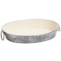 GET GT-1210-GG/IV 11 3/4" x 8" Oval Galvanized Tray with Handles