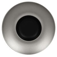 RAK Porcelain MFFDGD26SB Metal Fusion 10 1/4" Silver / Black Porcelain Gourmet Deep Plate - 6/Case