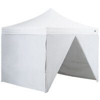 Backyard Pro Courtyard Series 10' x 10' White Straight Leg Aluminum Instant Pop Up Canopy Tent Deluxe Kit with 4 Side Walls