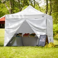Backyard Pro Courtyard Series 10' x 10' White Straight Leg Aluminum Instant Pop Up Canopy Tent Deluxe Kit with 4 Side Walls