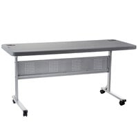 National Public Seating BPFT-2460-20 Flip-N-Store 24" x 60" Charcoal Slate Mobile Training Table