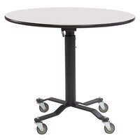 National Public Seating PCT130MDPE Cafe Time II 30" Round Mobile Table with High Pressure Laminate Top, MDF Core, and ProtectEdge