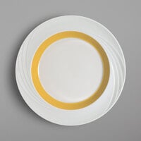 Schonwald 9181826-62991 Donna Senior 10 1/4" White and Orange Porcelain Special Rim Plate - 6/Case