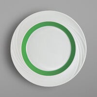Schonwald 9181826-62941 Donna Senior 10 1/4" White and Light Green Porcelain Special Rim Plate - 6/Case