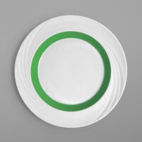 Schonwald 9181824-62941 Donna Senior 9 1/2" White and Light Green Porcelain Special Rim Plate - 6/Case