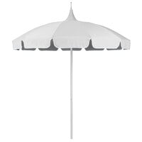 California Umbrella SMPT 852 SUNBRELLA 1 Pagoda 8 1/2' Round Push Lift Umbrella with 1 1/2" Aluminum Pole - Sunbrella 1A Canopy with Natural Braid - Natural Fabric