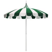 California Umbrella SMPT 852 SUNBRELLA 1 Pagoda 8 1/2' Round Push Lift Umbrella with 1 1/2" Aluminum Pole - Sunbrella 1A Canopy - Natural and Forest Green Fabric