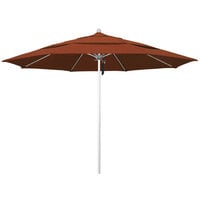 California Umbrella ALTO 118 OLEFIN Venture 11' Round Pulley Lift Umbrella with 1 1/2" Silver Anodized Aluminum Pole - Olefin Canopy - Terracotta Fabric
