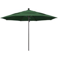 California Umbrella ALTO 118 OLEFIN Venture 11' Round Pulley Lift Umbrella with 1 1/2" Bronze Aluminum Pole - Olefin Canopy - Hunter Green Fabric