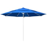 California Umbrella ALTO 118 OLEFIN Venture 11' Round Pulley Lift Umbrella with 1 1/2" Matte White Aluminum Pole - Olefin Canopy - Royal Blue Fabric