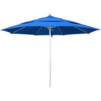 California Umbrella ALTO 118 OLEFIN Venture 11' Round Pulley Lift Umbrella with 1 1/2" Silver Anodized Aluminum Pole - Olefin Canopy - Royal Blue Fabric