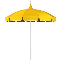 California Umbrella SMPT 852 SUNBRELLA 1 Pagoda 8 1/2' Round Push Lift Umbrella with 1 1/2" Aluminum Pole - Sunbrella 1A Canopy with Natural Braid - Sunflower Yellow Fabric
