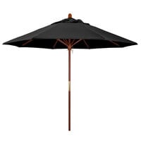 California Umbrella MARE 908 OLEFIN Grove 9' Round Push Lift Umbrella with 1 1/2" Hardwood Pole - Olefin Canopy - Black Fabric