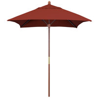 California Umbrella MARE 604 SUNBRELLA 2A Grove 6' Square Push Lift Umbrella with 1 1/2" Hardwood Pole - Sunbrella 2A Canopy - Terracotta Fabric