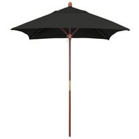 California Umbrella MARE 604 SUNBRELLA 1A Grove 6' Square Push Lift Umbrella with 1 1/2" Hardwood Pole - Sunbrella 1A Canopy - Black Fabric