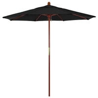 California Umbrella MARE 758 SUNBRELLA 1A Grove 7 1/2' Round Push Lift Umbrella with 1 1/2" Hardwood Pole - Sunbrella 1A Canopy - Black Fabric