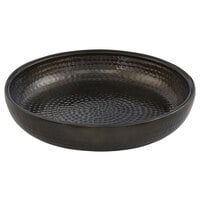American Metalcraft ADSEAB14 14" Round Black Double Wall Hammered Aluminum Seafood Tray