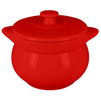 RAK Porcelain CFST10BR Chef's Fusion 15.2 oz. Ember Red Round Porcelain Tureen with Lid - 2/Case