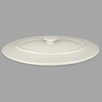 RAK Porcelain CFOD37WHLD Chef's Fusion 12 3/16" Sand White Oval Porcelain Lid - 3/Case