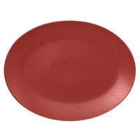 RAK Porcelain NFNNOP36DR Neo Fusion 14 3/16" x 10 5/8" Magma Dark Red Porcelain Oval Coupe Platter - 6/Case
