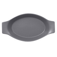 RAK Porcelain NFOPOD30GY Neo Fusion 11 13/16" x 6 5/16" Stone Gray Porcelain Oval Dish with Handles - 6/Case