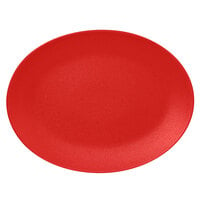 RAK Porcelain NFNNOP36BR Neo Fusion 14 3/16" x 10 5/8" Ember Red Porcelain Oval Coupe Platter - 6/Case