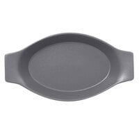 RAK Porcelain NFOPOD20GY Neo Fusion 7 7/8" x 4 5/16" Stone Gray Porcelain Oval Dish with Handles - 12/Case