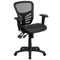 Flash Furniture HL-0001T-GG Mid-Back Black Mesh Office Chair with Triple Paddle Control and Infinite-Locking Back Angle